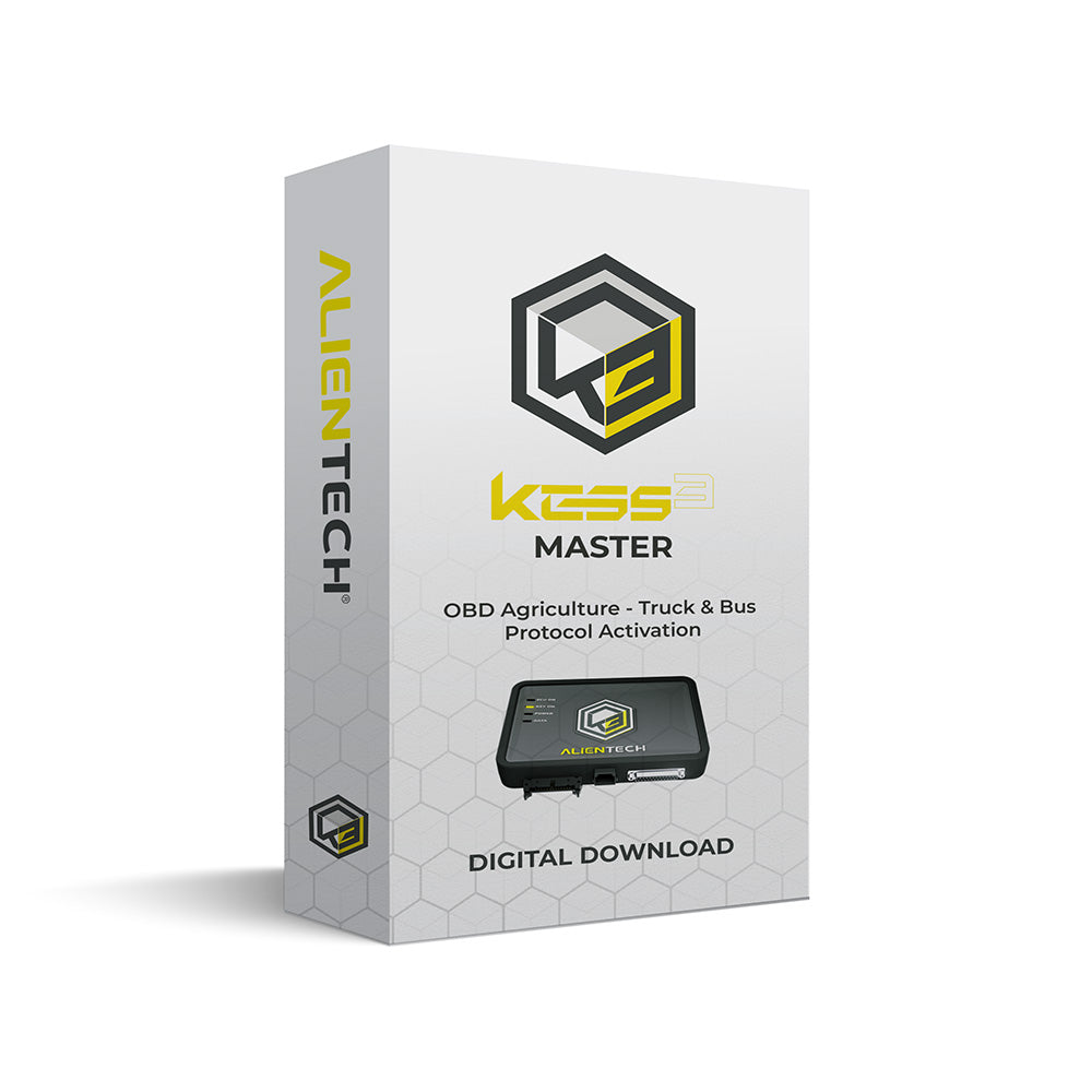 Protocolos activos KESS3 Master para conexión OBD en vehículos agrícolas y camiones.